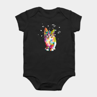 Cute Cat Gift for kitten lovers Colorful Rescue Adoption gift Baby Bodysuit